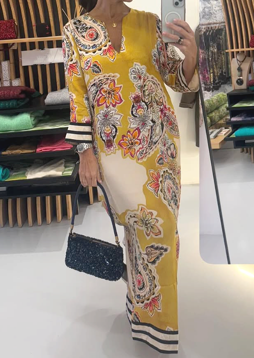 The Multi Yellow H-line Dress