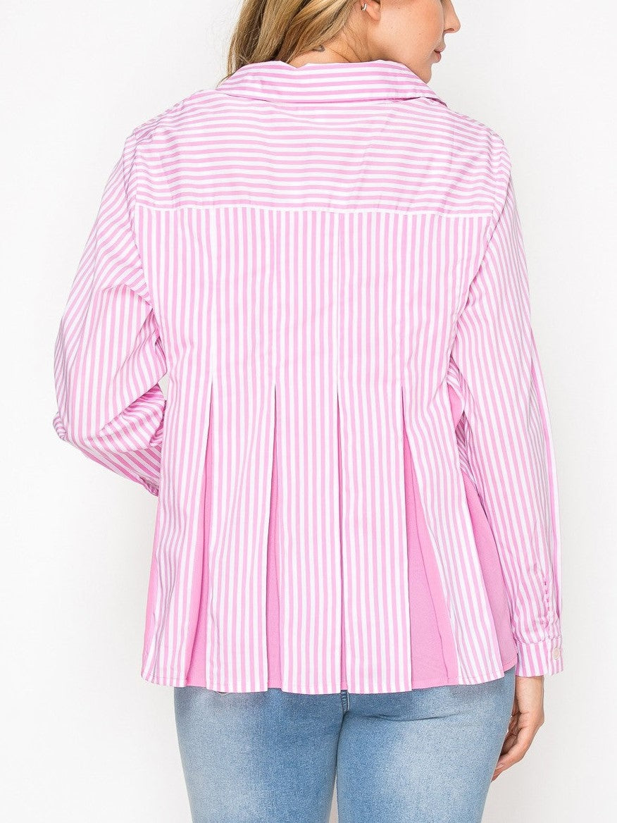 Pink Striped Shirt Top
