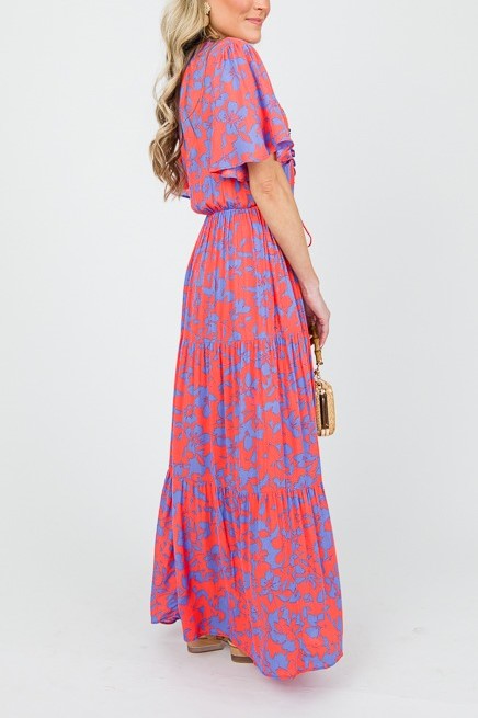 Erica Floral Maxi, Blue Orange