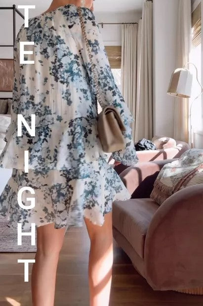 Maeve Long-Sleeve V-Neck Mini Swing Dress