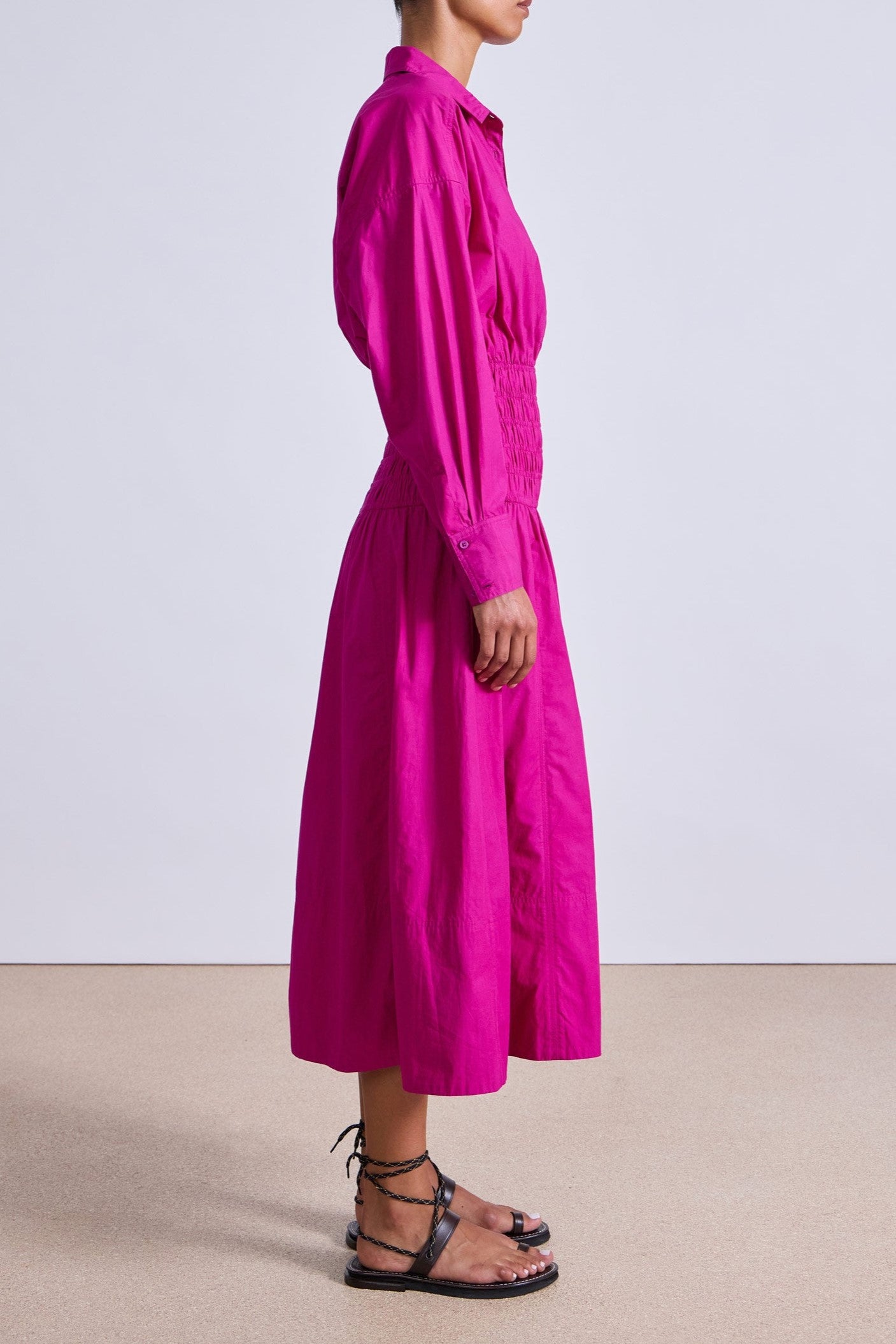 Organic Cotton Smocked Shirt Dress