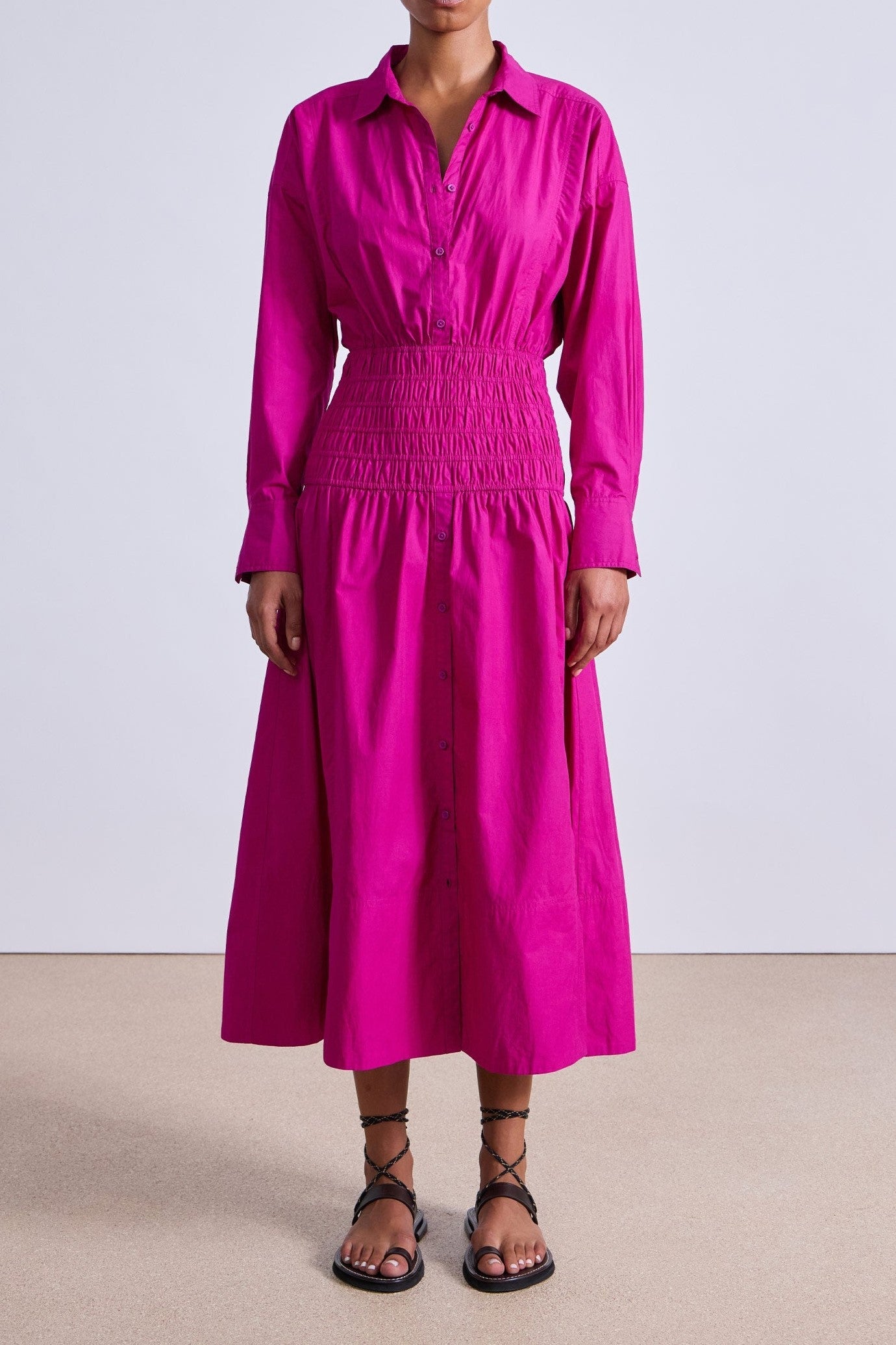 Organic Cotton Smocked Shirt Dress