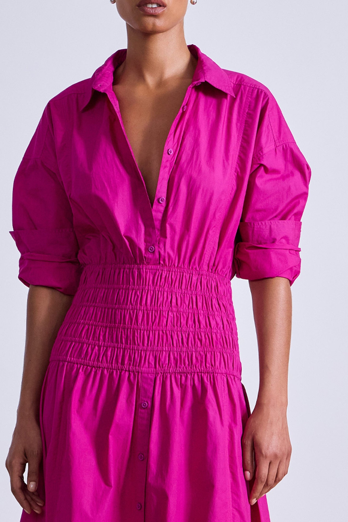 Organic Cotton Smocked Shirt Dress