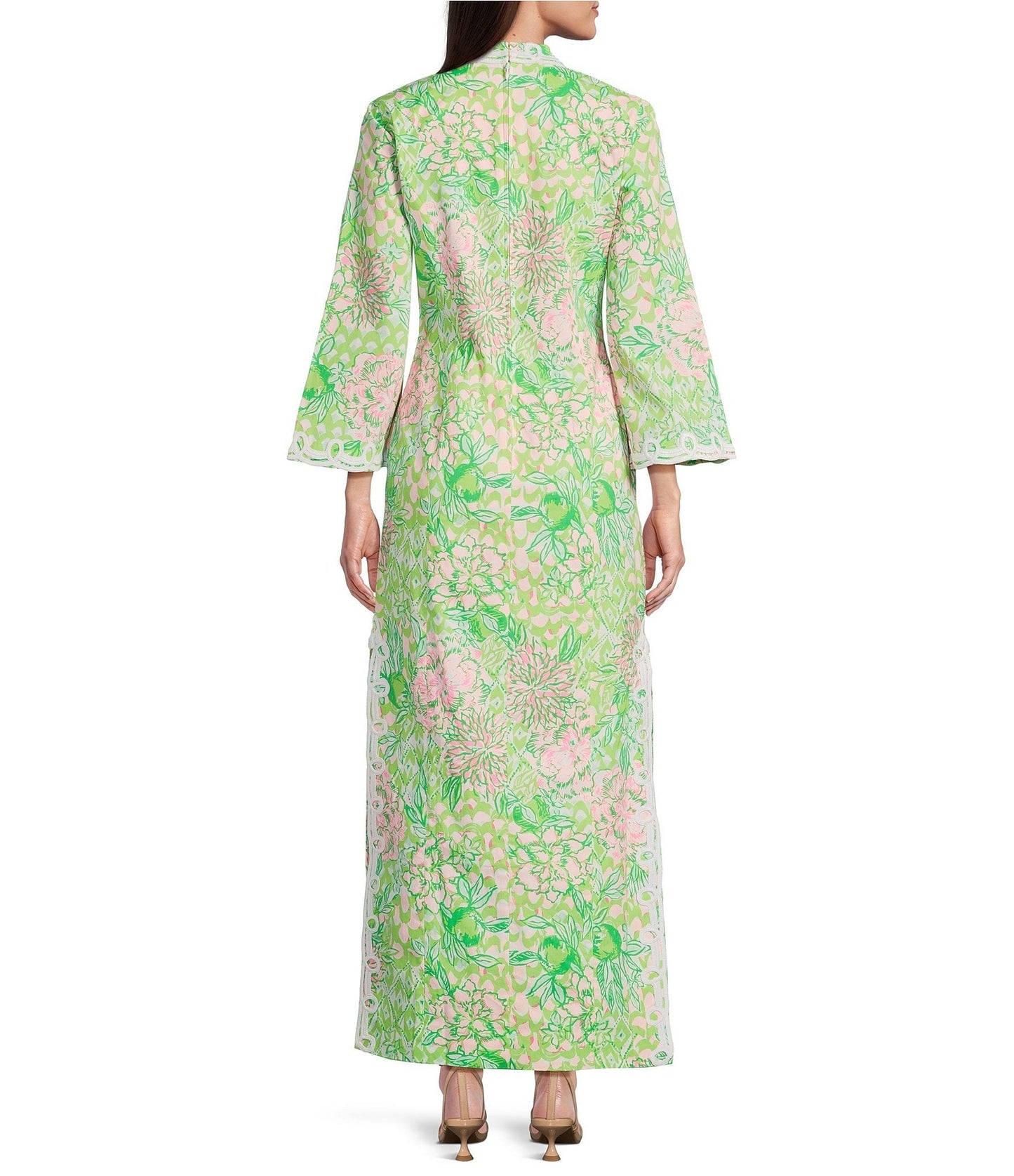 Poplin Lace Trim Printed Shift Dress