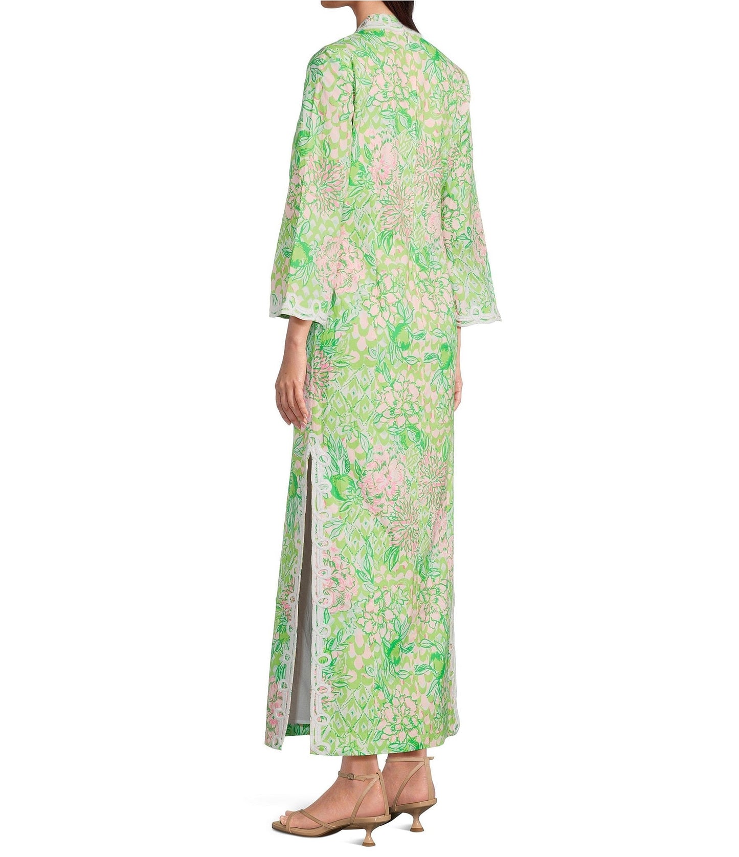Poplin Lace Trim Printed Shift Dress