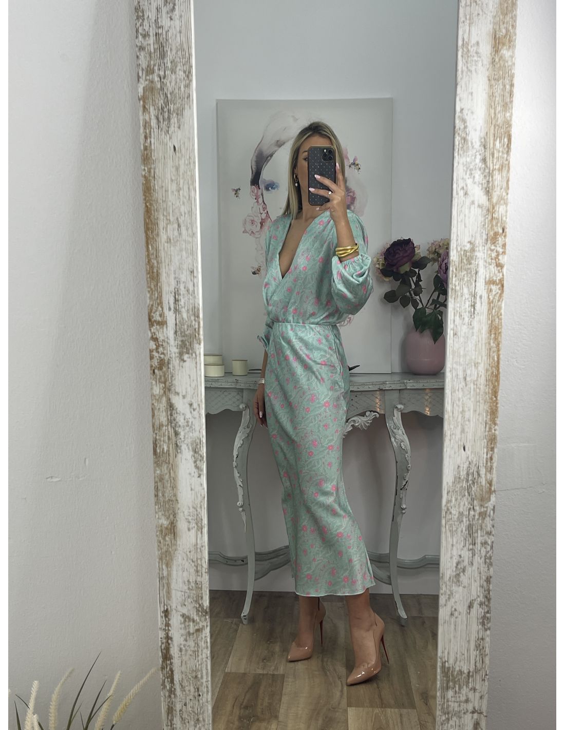 Fashion Printed V-neck Two-piece Dress