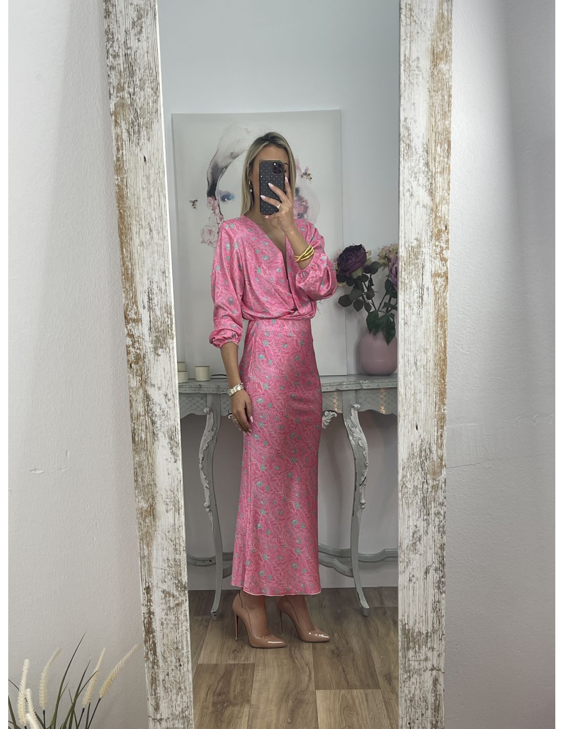 Fashion Printed V-neck Two-piece Dress