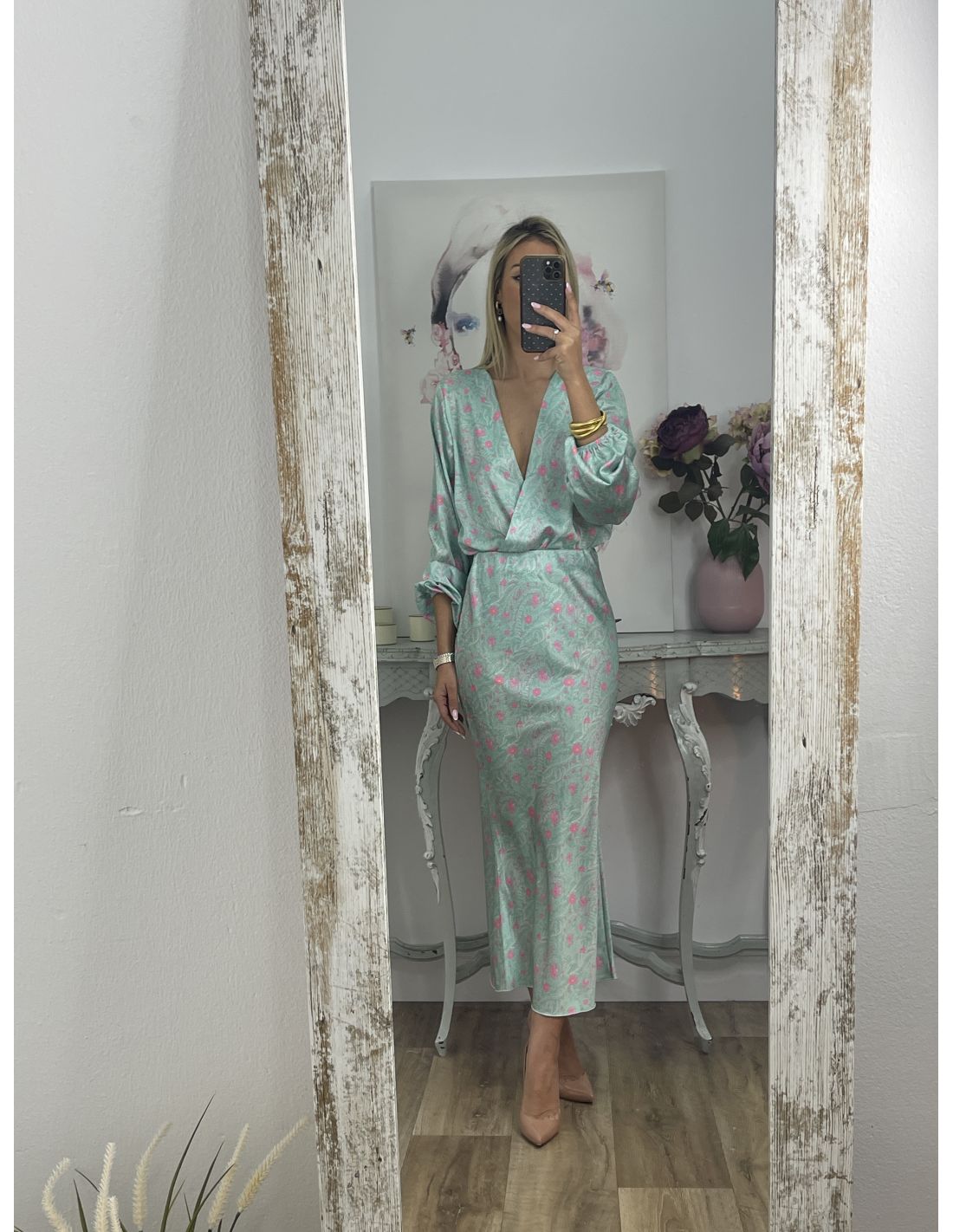 Fashion Printed V-neck Two-piece Dress
