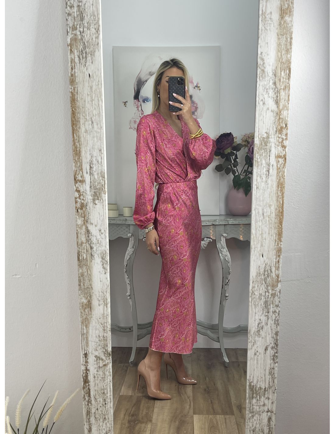 Fashion Printed V-neck Two-piece Dress