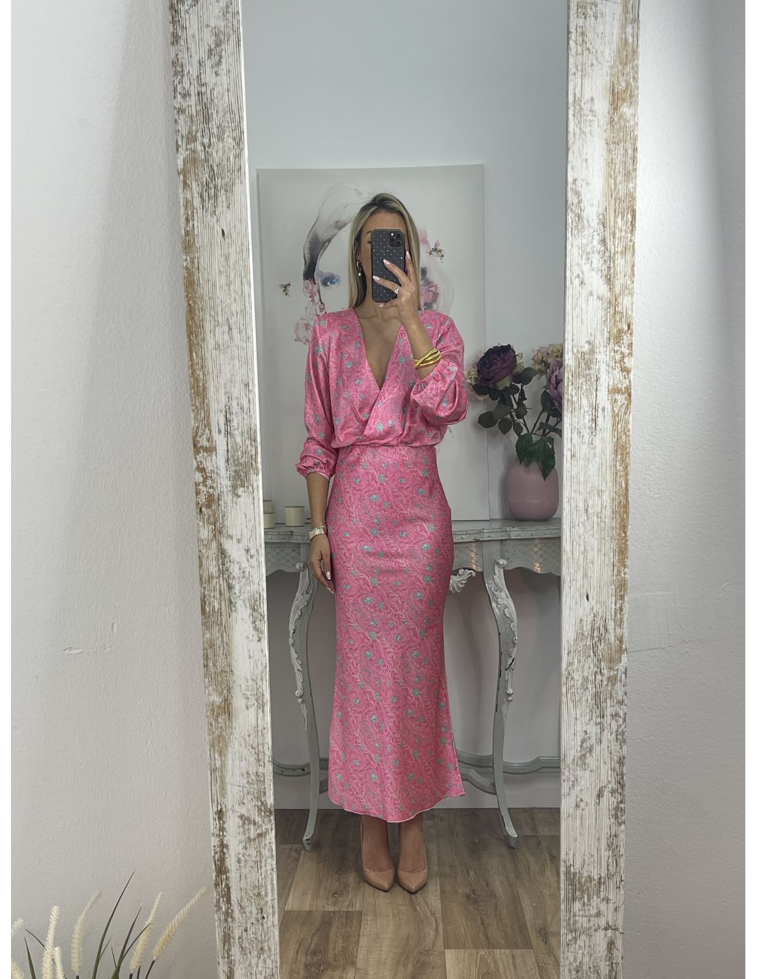 Fashion Printed V-neck Two-piece Dress