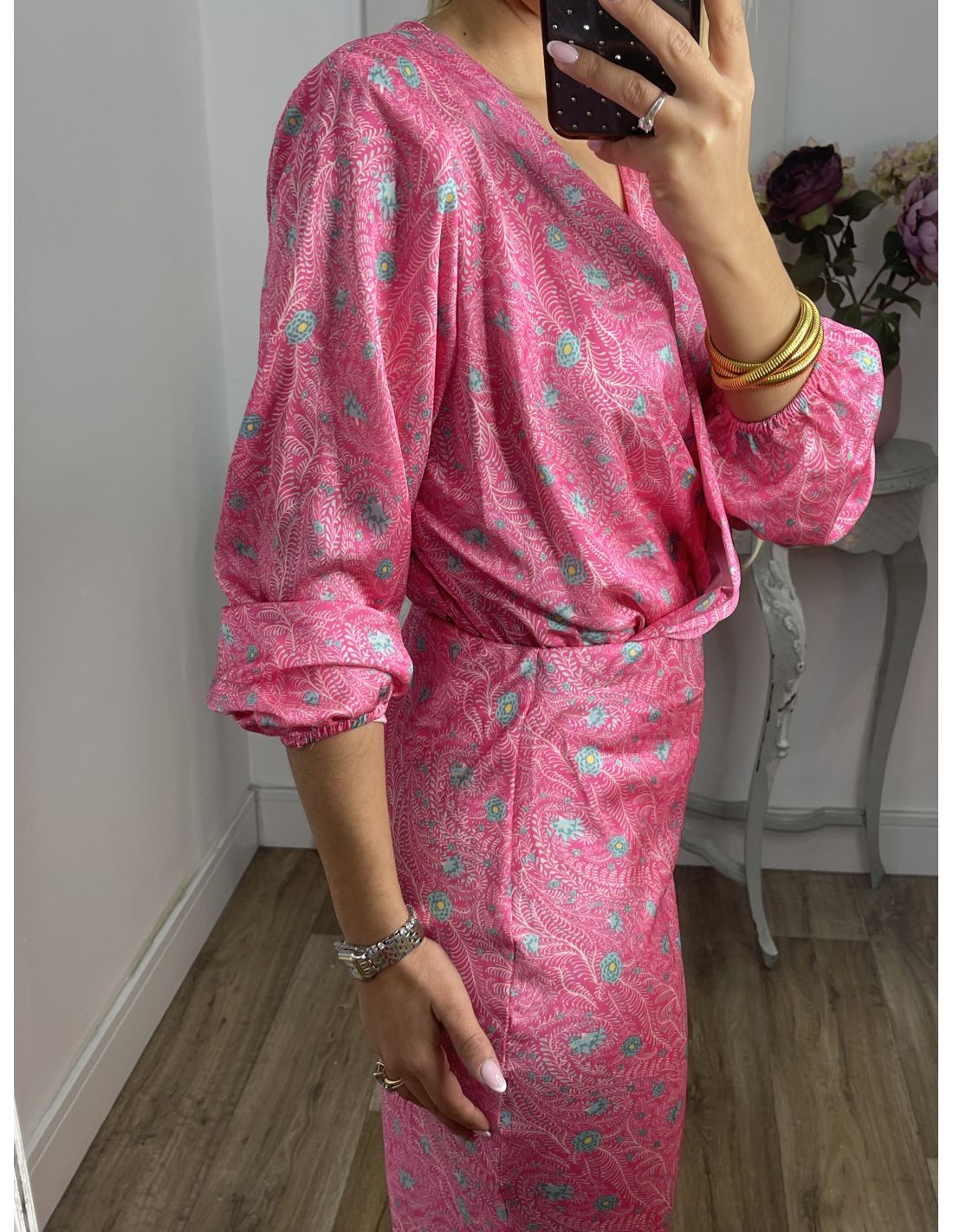 Fashion Printed V-neck Two-piece Dress