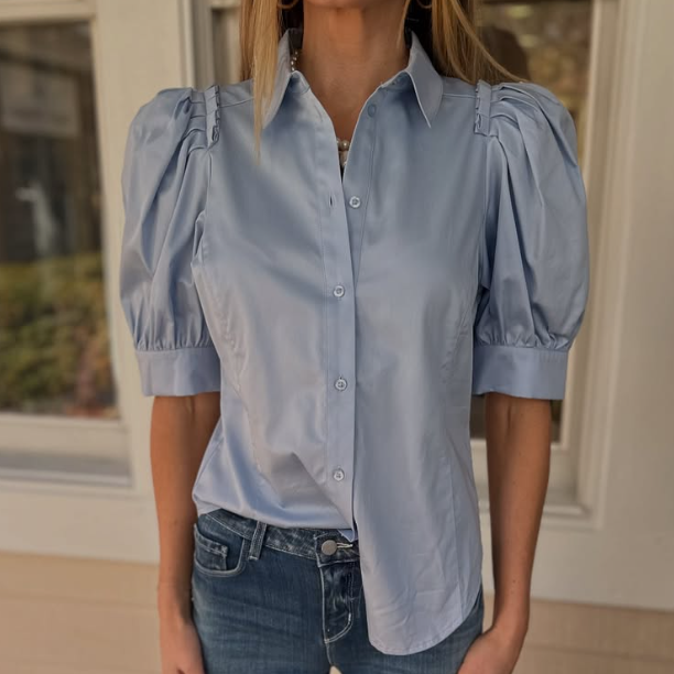 Chic Pleated Cotton Blouse