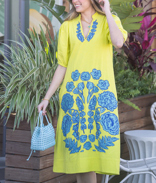 V-Neck Printed Casual Dress