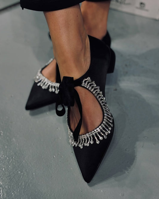 Women's Diamond Velvet Square-Heel Shoes