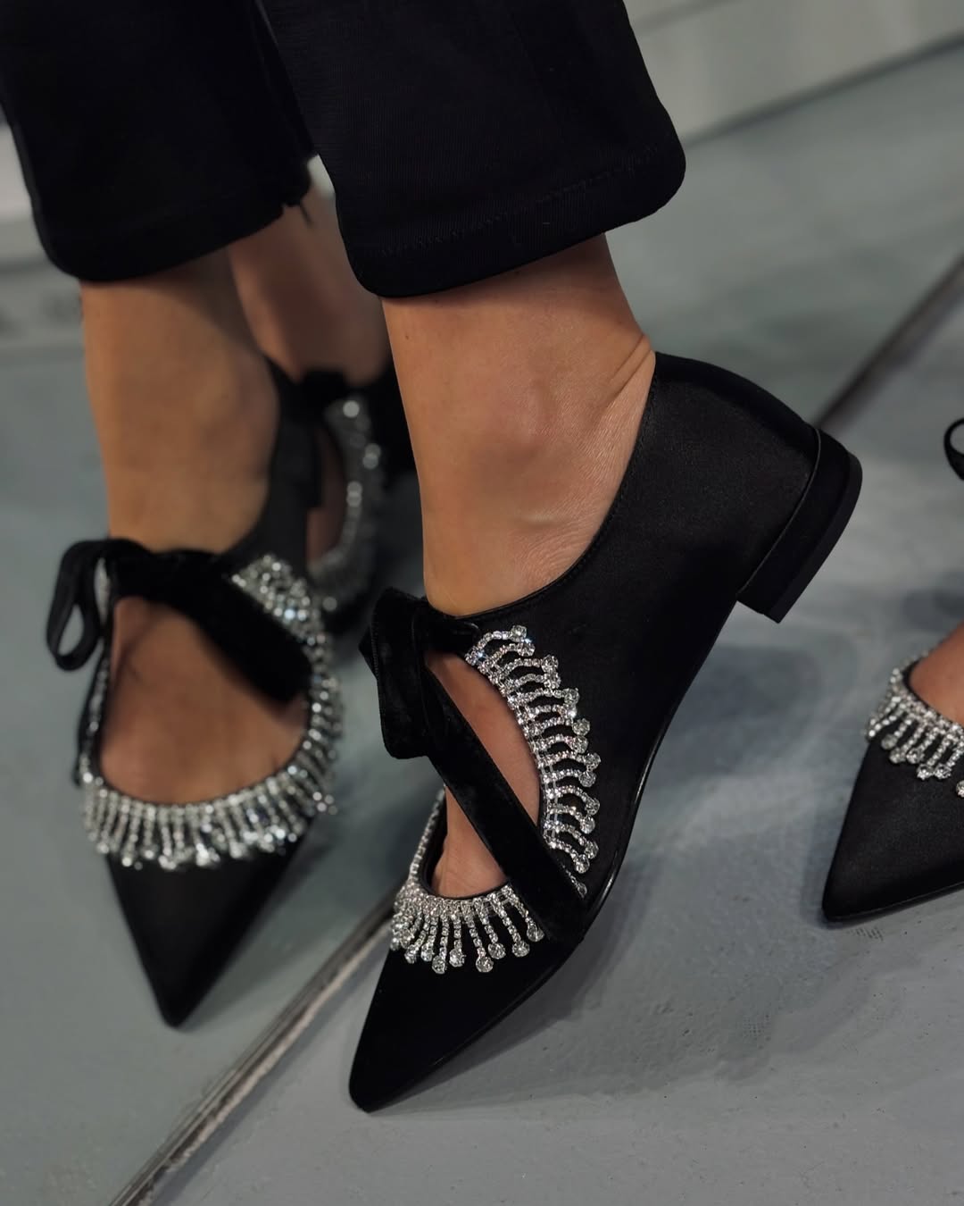 Women's Diamond Velvet Square-Heel Shoes