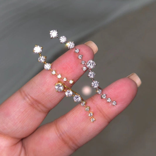 White rhodium plated silver Twinkle Ear Sliders