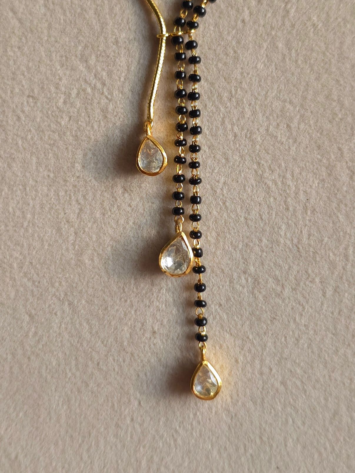 Moissanite polki in 22kt gold plated silver necklace