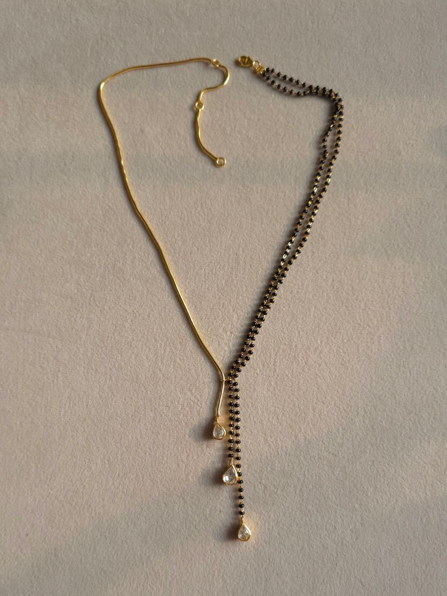 Moissanite polki in 22kt gold plated silver necklace
