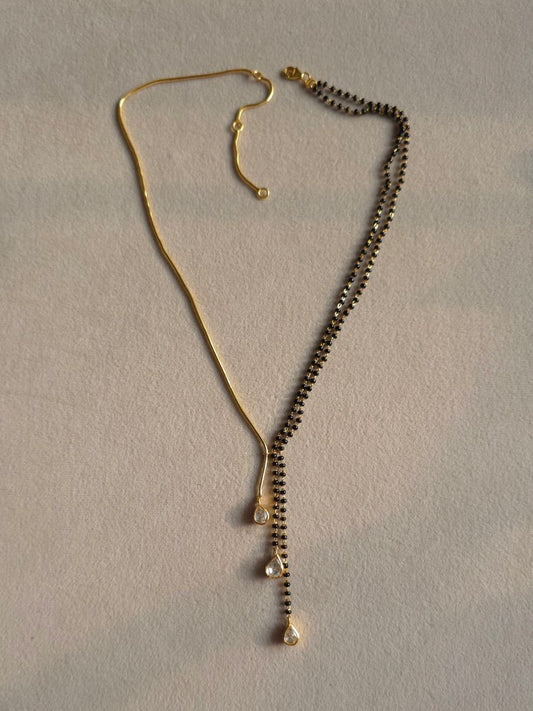 Moissanite polki in 22kt gold plated silver necklace