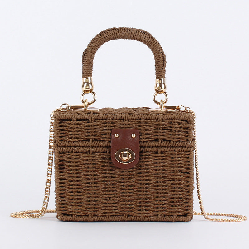 Vintage Wicker Box Clutch