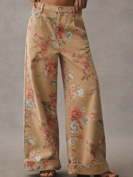The  Double Hem High-Rise Wide-Leg Cuffed Jeans