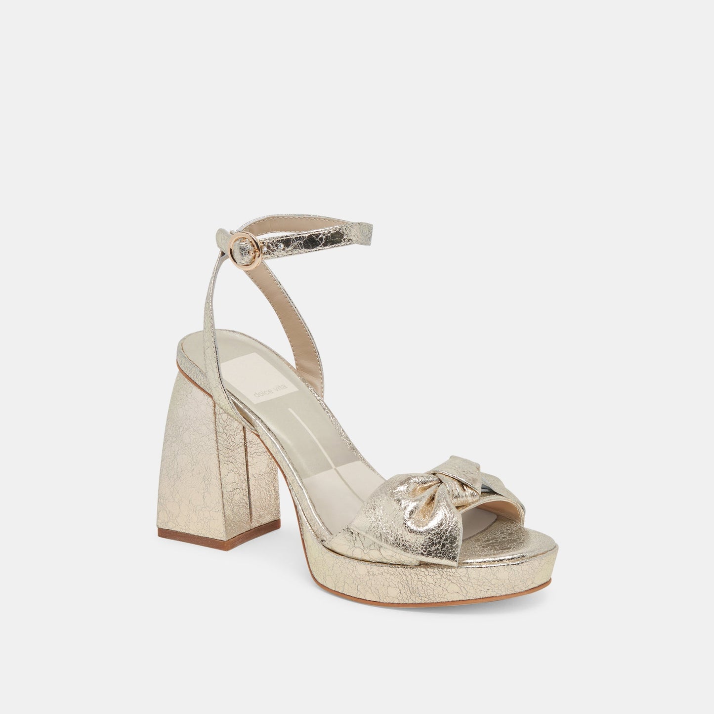 Pacie Heels Platinum Distressed Leather