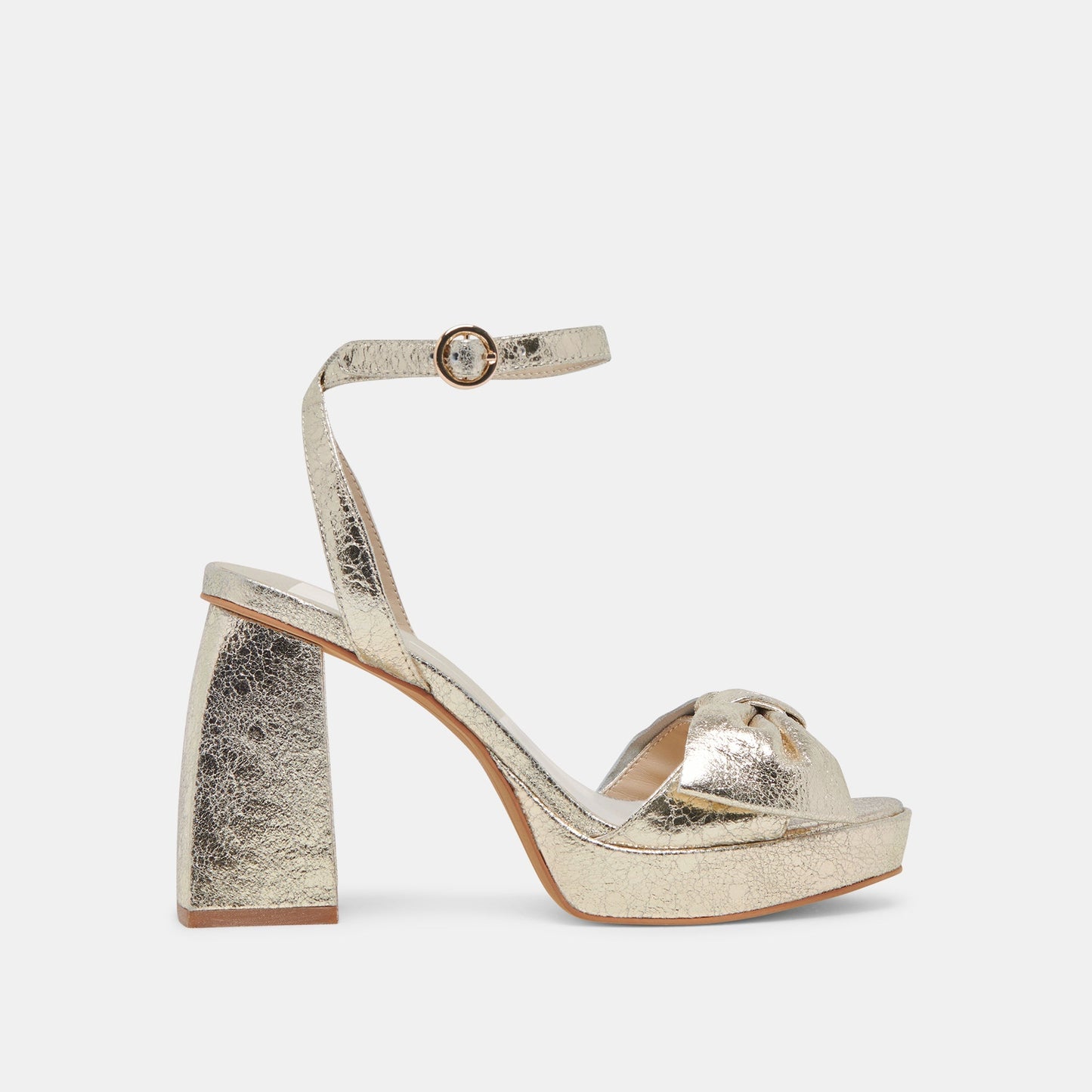 Pacie Heels Platinum Distressed Leather