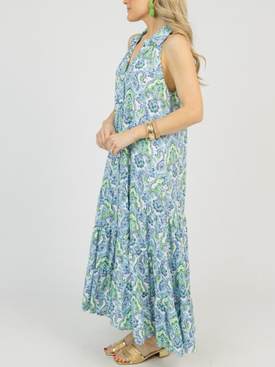 Glamorous Deep V-Neck Print Midi Dress