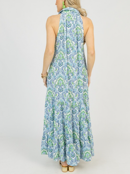 Glamorous Deep V-Neck Print Midi Dress