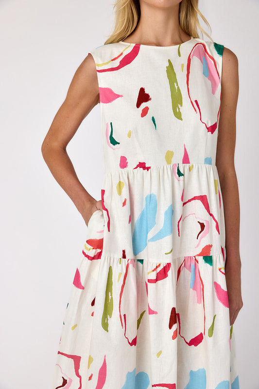 The Cotton Sleeveless Tiered Maxi Dress