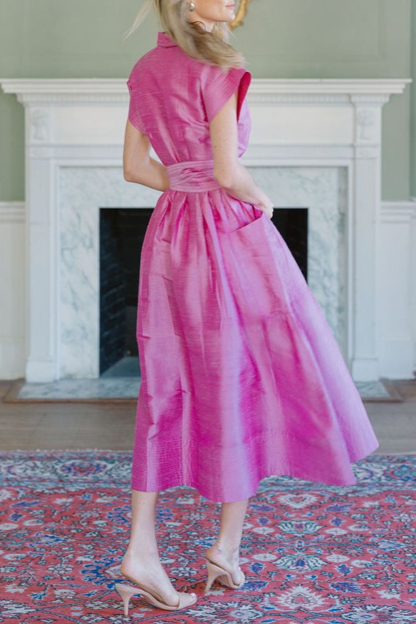 Detachable Belt Cap Sleeves Midi Dress