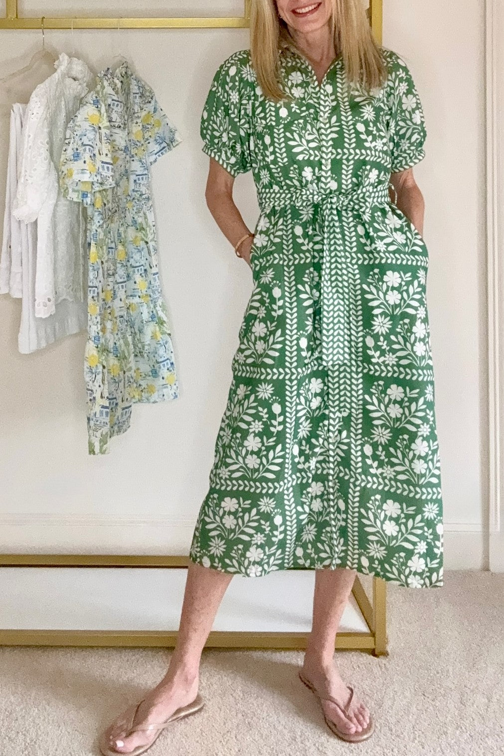 Dusty Green Magnolia Shirt Dress