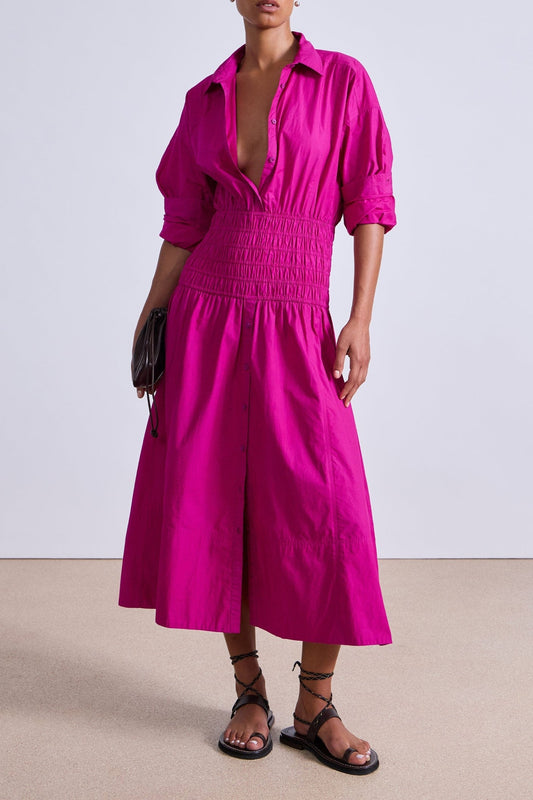Organic Cotton Smocked Shirt Dress