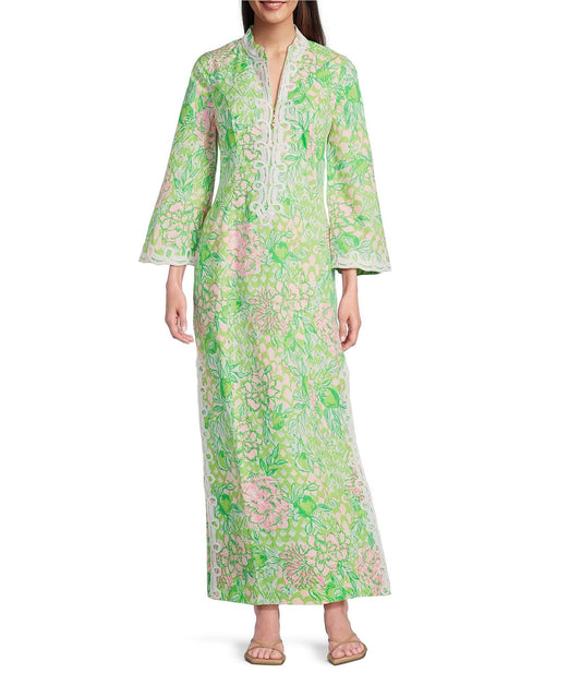 Poplin Lace Trim Printed Shift Dress