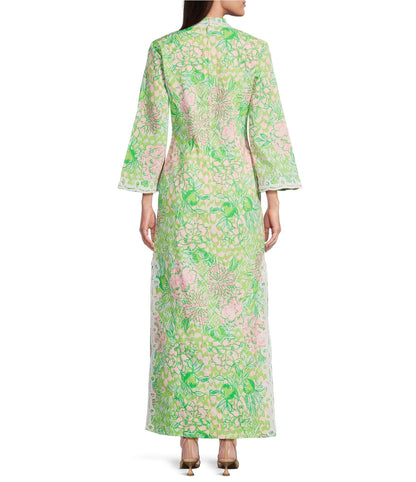 Poplin Lace Trim Printed Shift Dress