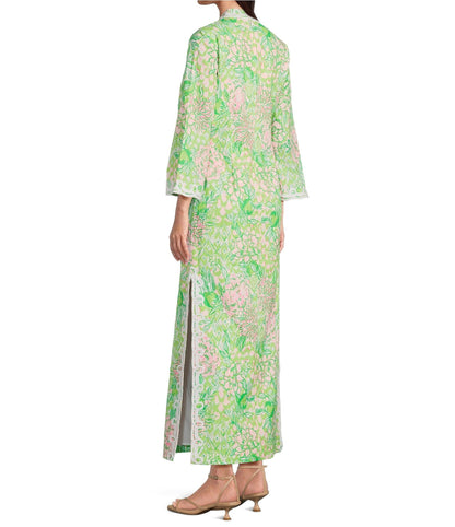 Poplin Lace Trim Printed Shift Dress
