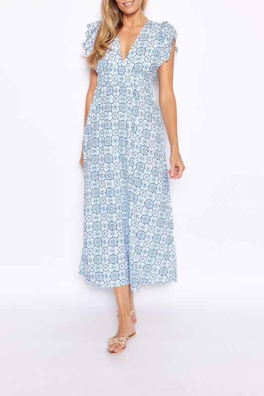 Women's Dark V Blue Printed Dress